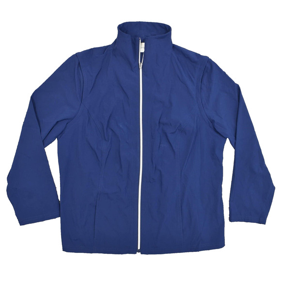 Chico's Women's Size 3 Windbreaker Jacket Blue Polyester Removable Sleeves - Picture 1 of 8